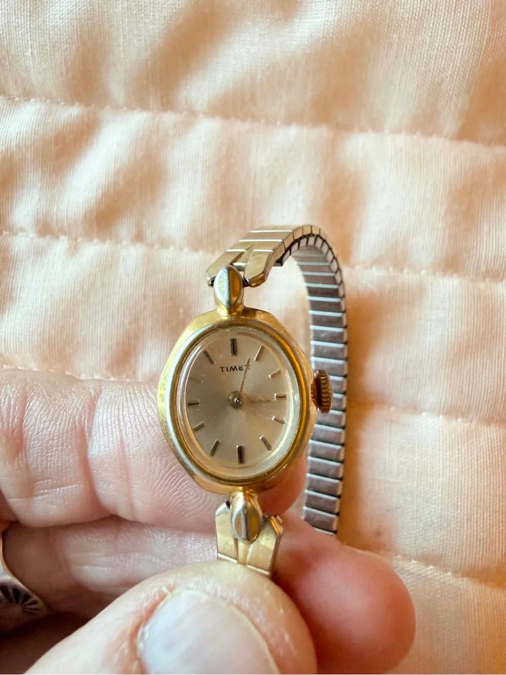 Timex Gold Tone Oval Ladies Watch with Champagne Dial ( Working )